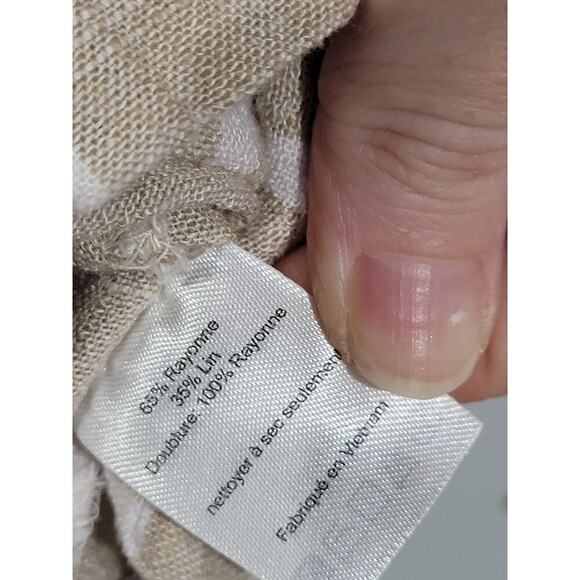 Lush Linen Blend Size Large Cream Striped Two Button Lightweight Jacket Coastal - Picture 5 of 7